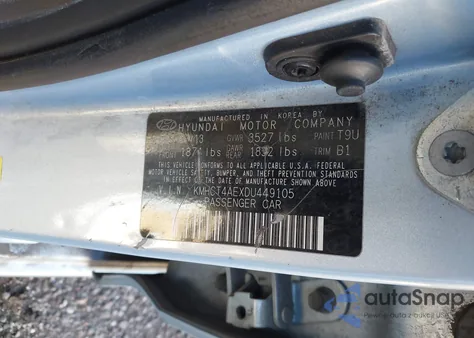 2013 Hyundai Accent Gls из США, поврежденный, VIN KMHCT4AEXDU449105